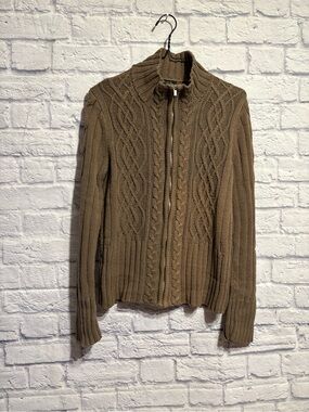 Studio by Liz Claiborne Cable Knit Zip-Up Cardigan Sweater - Medium